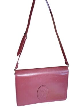 Vintage Cartier Must de Cartier Burgundy Leather Shoulder Bag